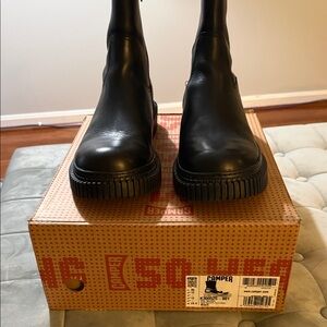 Camper Sleek Black Ankle Boots